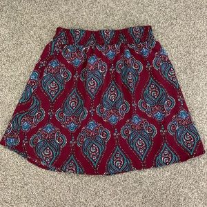 Super cute burgundy and paisley skirt